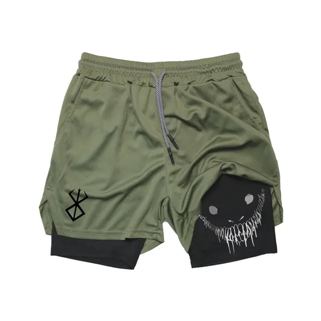 Berserk Running Double Shorts Men Fitness