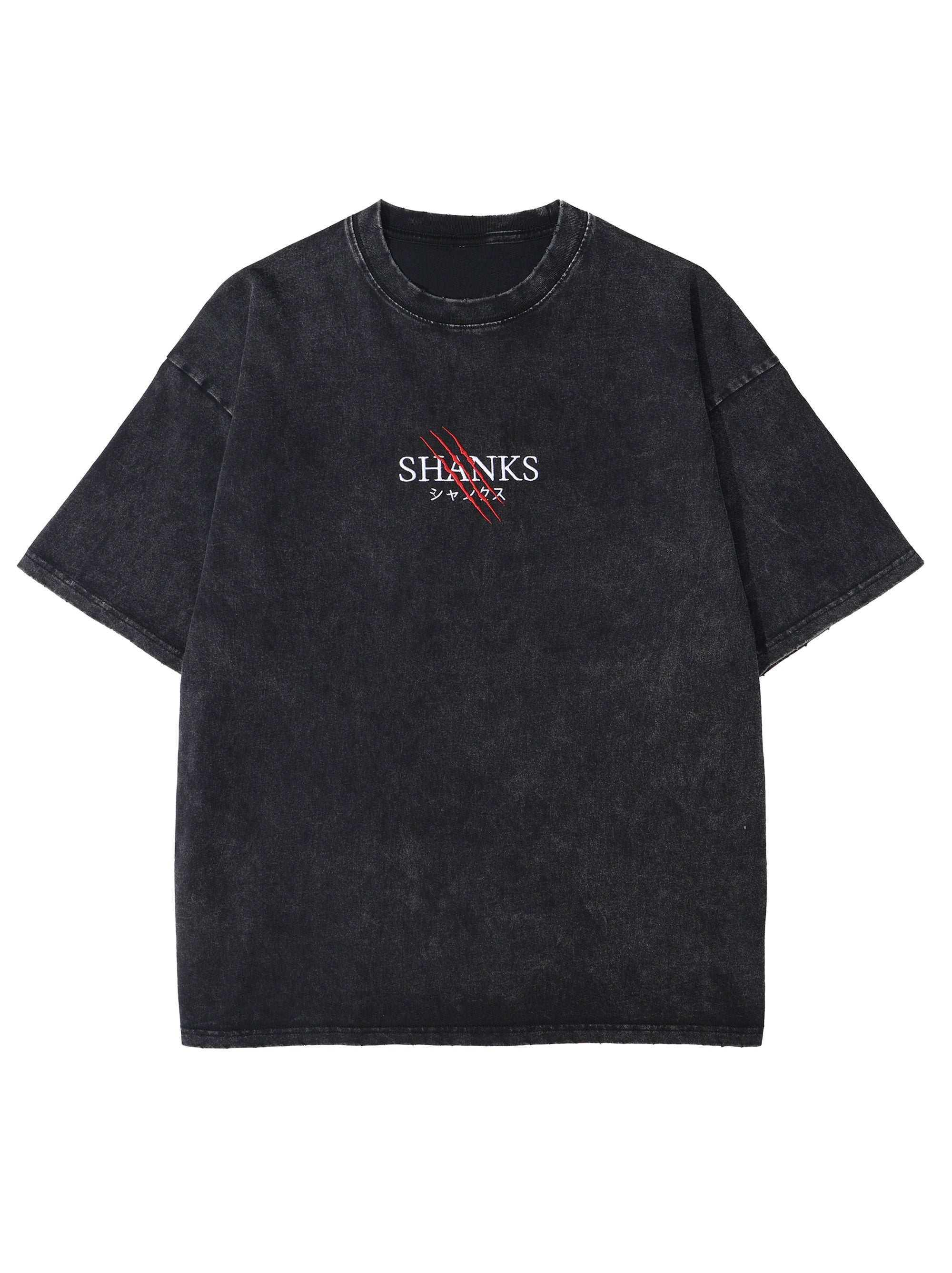 AKAGAMI EMBROIDERED ACID WASH TEE